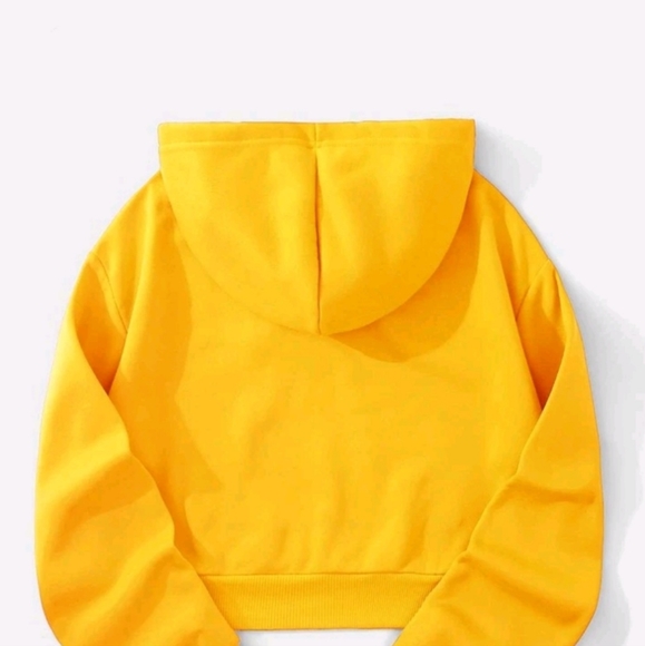 Cropped Yellow Hoodie Sz M NWT - Picture 2 of 4